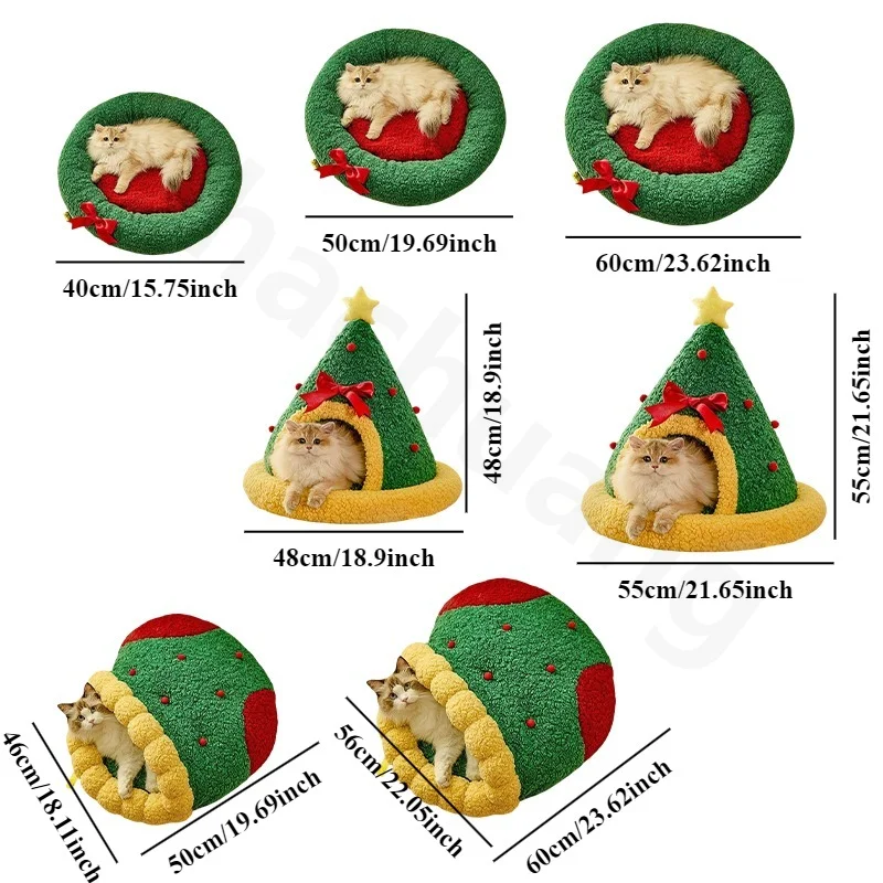 2026 Christmas Tree Pet Bed Winter Warm Plush Kennel Semi