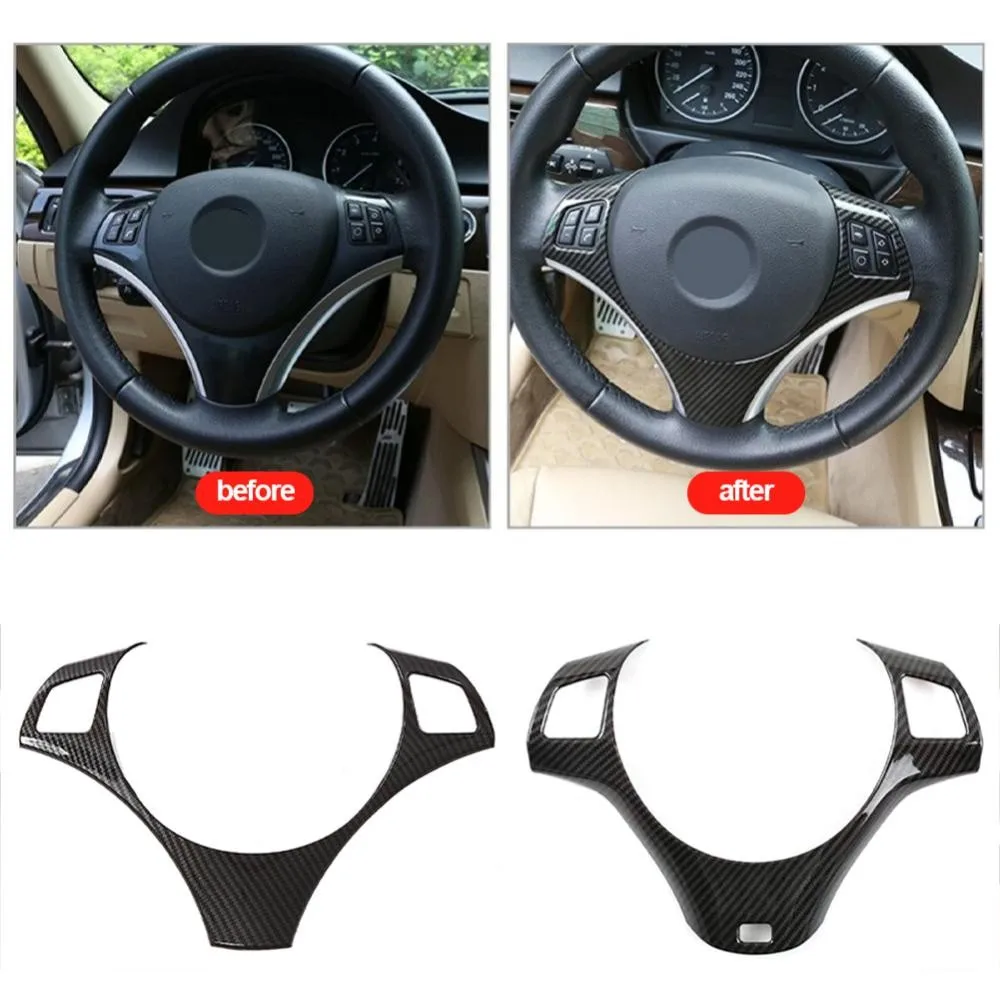 BMW 1 3 시리즈 E87 E90 E92 E93 2005-2012 용 탄소 섬유 자동차 핸들 패널 장식 커버 트림 몰딩 스티커