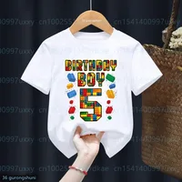 Kawaii Kids 4-9th Birthday Master Builder Block Building Boys Tshirt Birthday Party Dress Cute Children Tshirt Boys Shirt Top 1