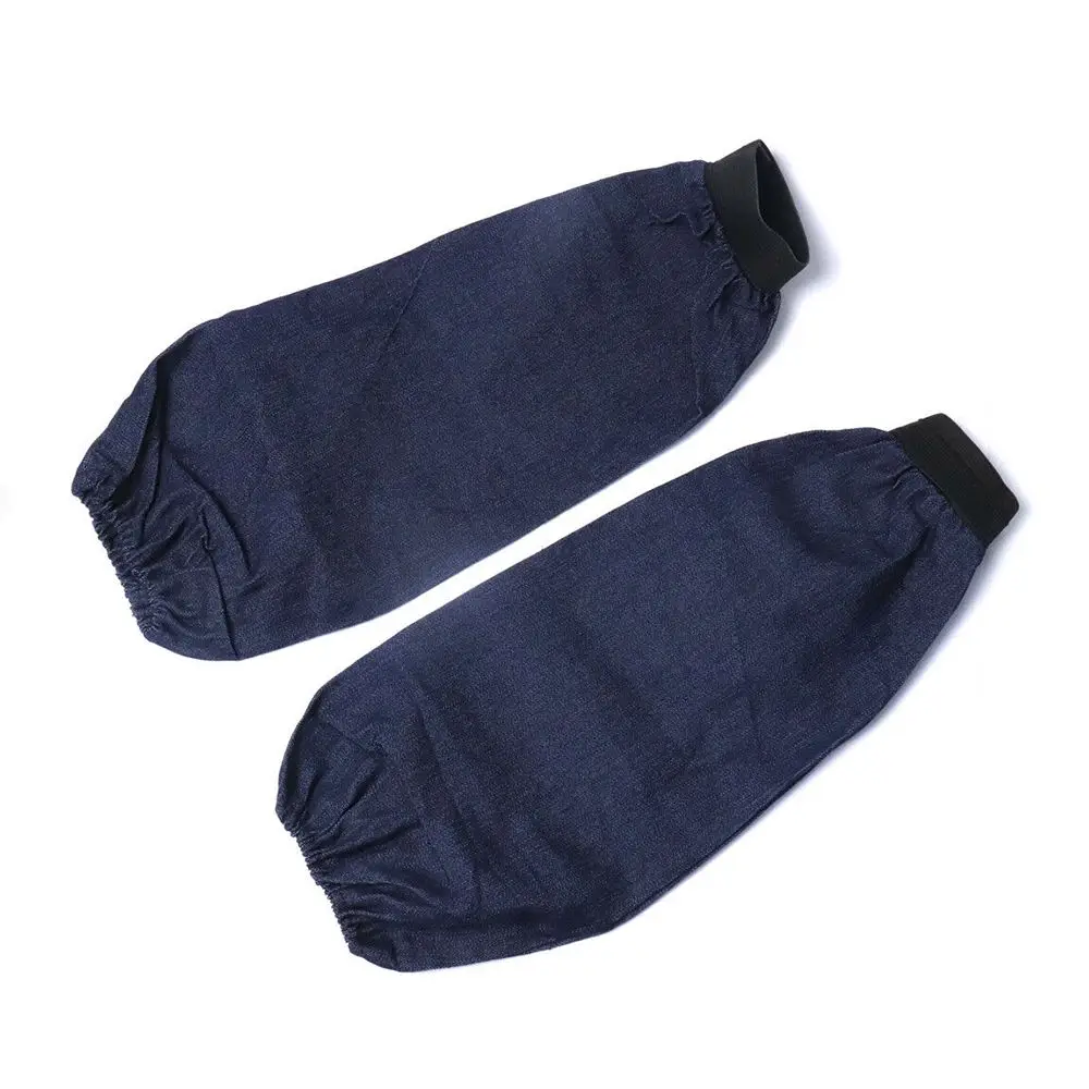 Waterproof Oversleeves 1 Pair Welder Lengthen Arm Protective Sleeves Denim Blue Welding Arm Sleeves Working Cut Resistant Heat Protection