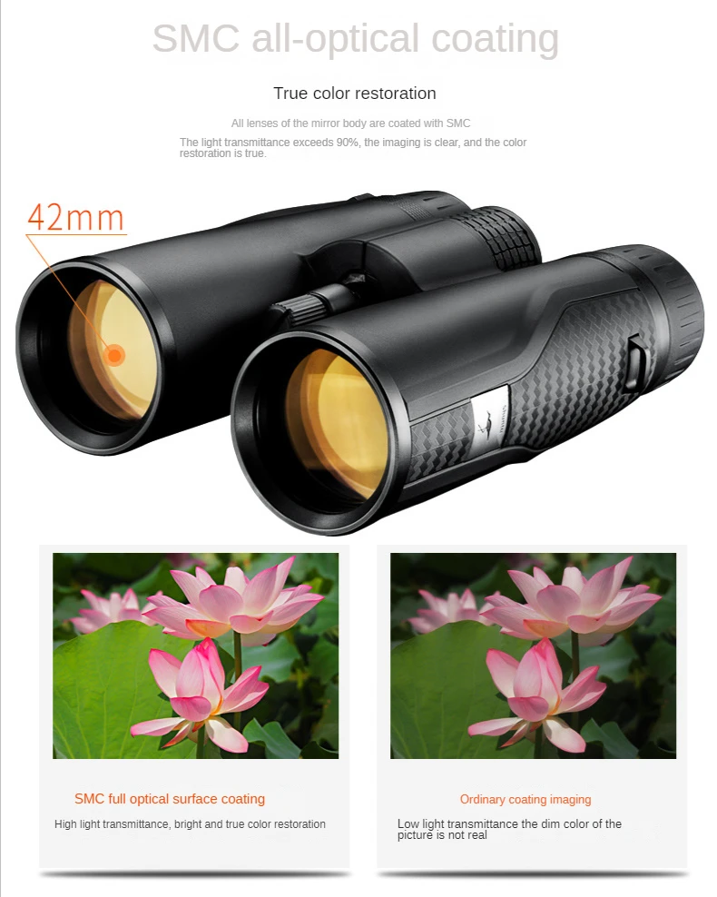 Shuntu Leistungsstarkes ED-Fernglas 8x42 10x42 mit großer Reichweite, IPX7 wasserdicht, Bak4-Prisma, SMC-Optikbeschichtung für Jagd, Camping und Reisen – Detail 5