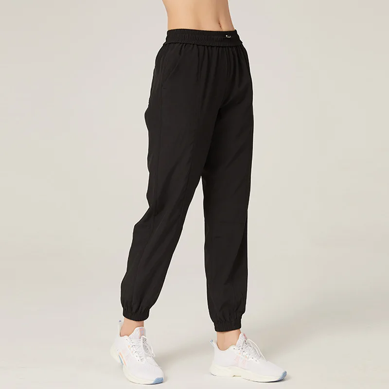 Fabric Drawstring Running Sport Joggers Women Quick Dry Athletic Gym Fitness Sweatpants with Two Side Pockets Exercise Pants capris Pants & Capris