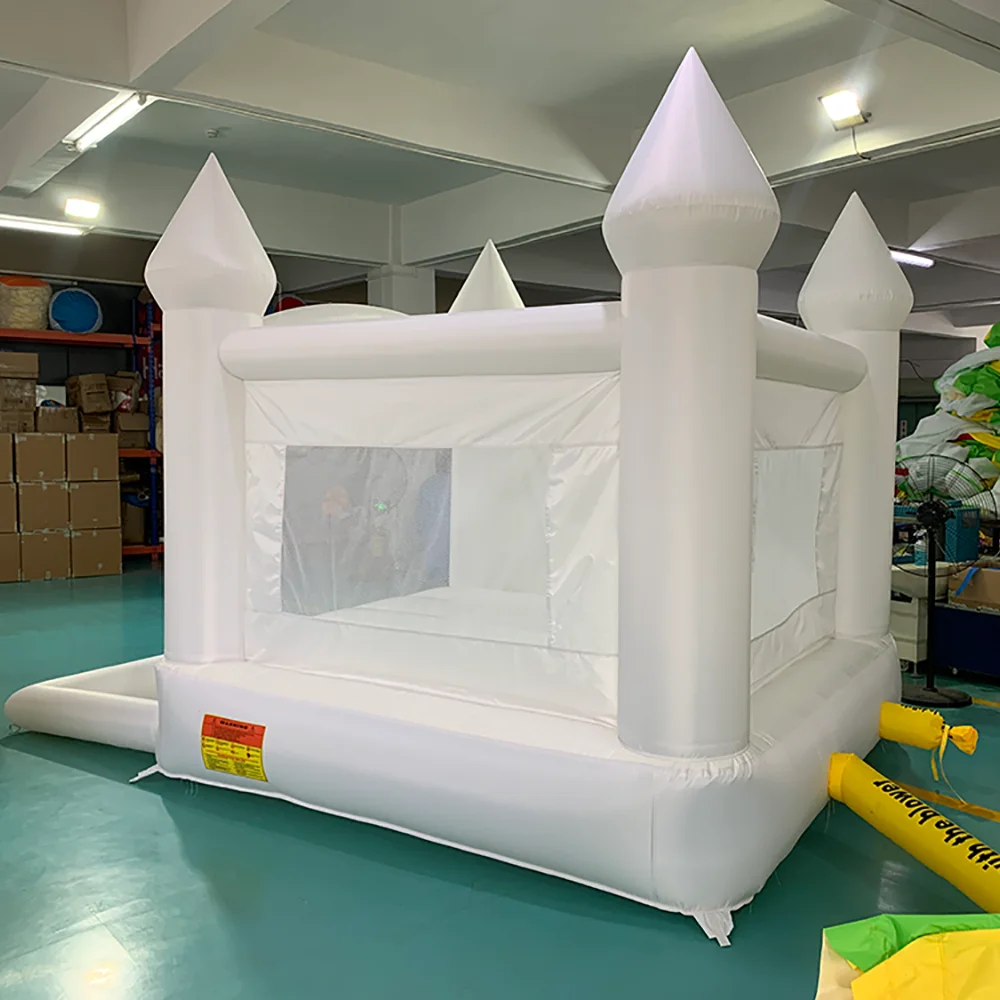 Inflatable Jumping Castle 3.7*2.7*2.6M White Bounce House For Kids Bouncy House White For Children With Blower Slide Outdoor Toy 5