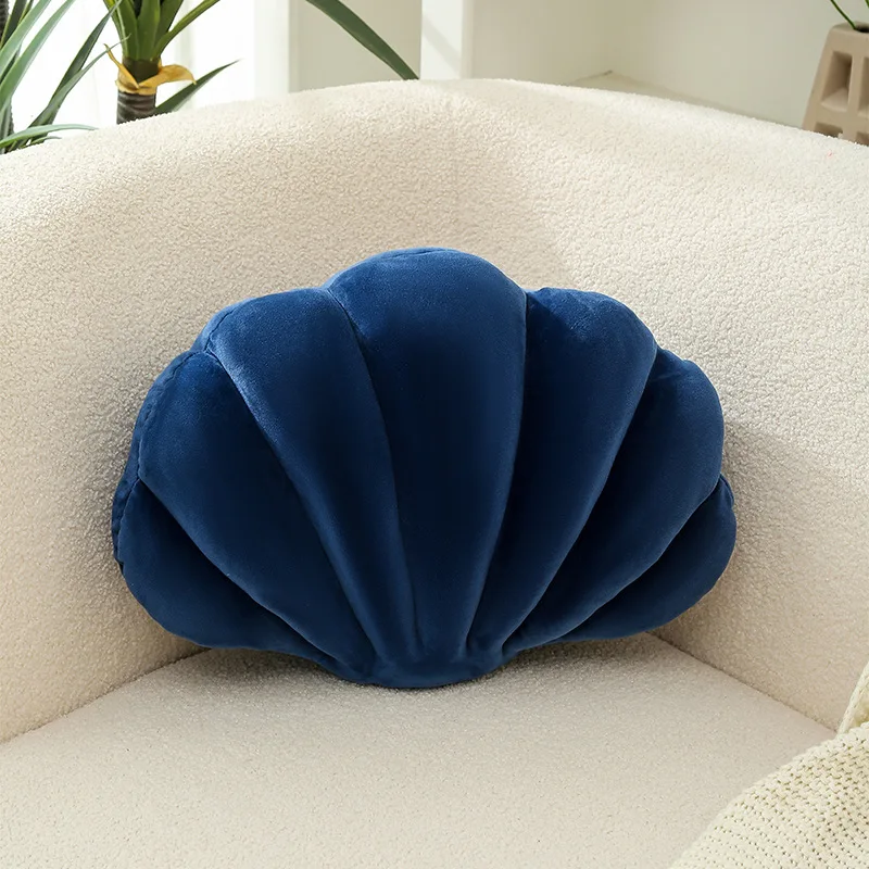 Light Blue Shell Throw Pillows Set Of Velvet Scatter Cushions