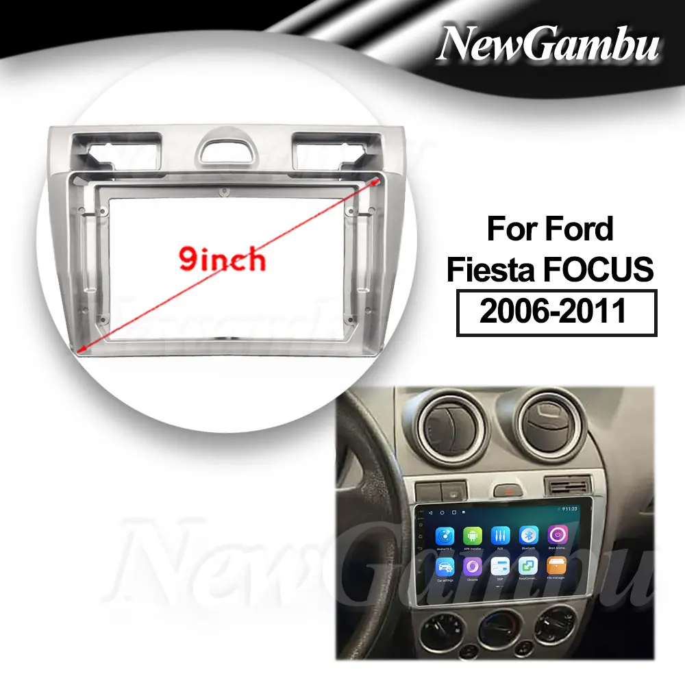 

9-дюймовая радиопанель для Ford Fiesta FOCUS 2006-2011, рамка, стерео, DVD-плеер, установка, объемная отделка, панель, аудио