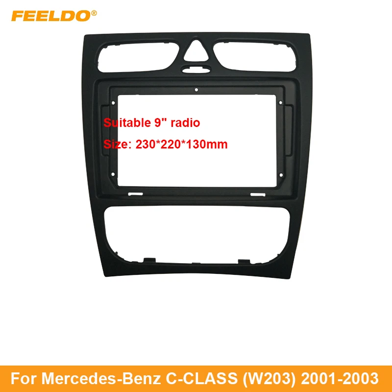 Cadre Façade Autoradio Pour Mercedes Classe C W209 (2002-2006) - Compatible écran 9 Pouces, Noir ABS