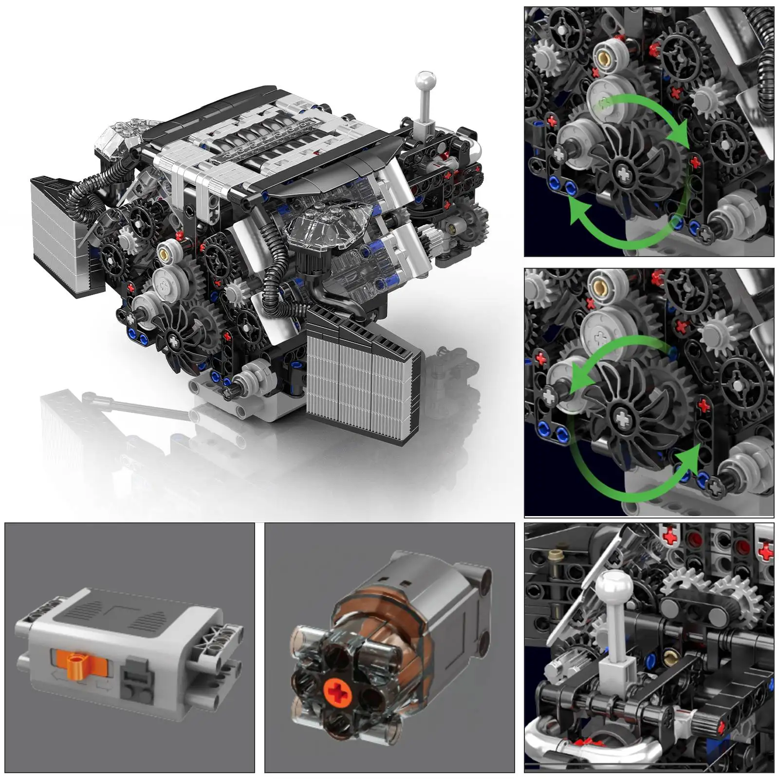 몰드 킹 LSX454 V8 V12 W12 엔진 모터라이즈드 시뮬레이션 모델 전동 구동 블록 테크니컬 자동차 부품 장난감 선물