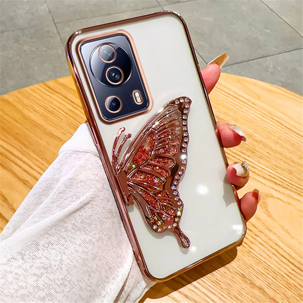 Gradient Butterfly Quicksand Soft Phone Case