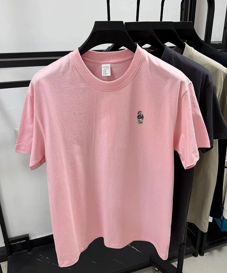 Marke mode teddybär bestickt kurzarm T-shirt männer sommer 100% baumwolle atmungsaktive Koreanische jugend casual rundhals top – Detail 17