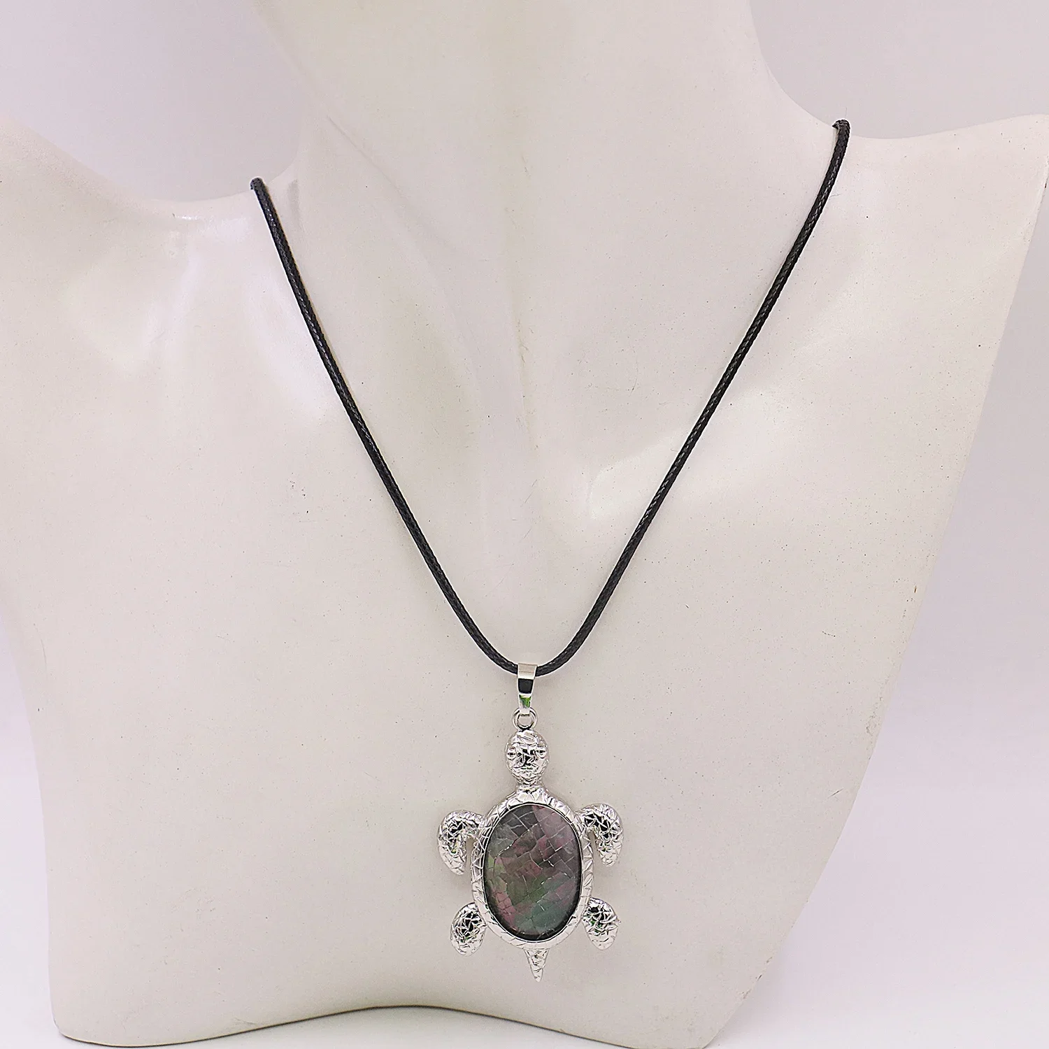 32x45mm Natural Multicolor Alloy Sea Shell Animal Necklace Pendant, Unisex Jewelry Accessory/Personalized Lucky Turtle-Shaped