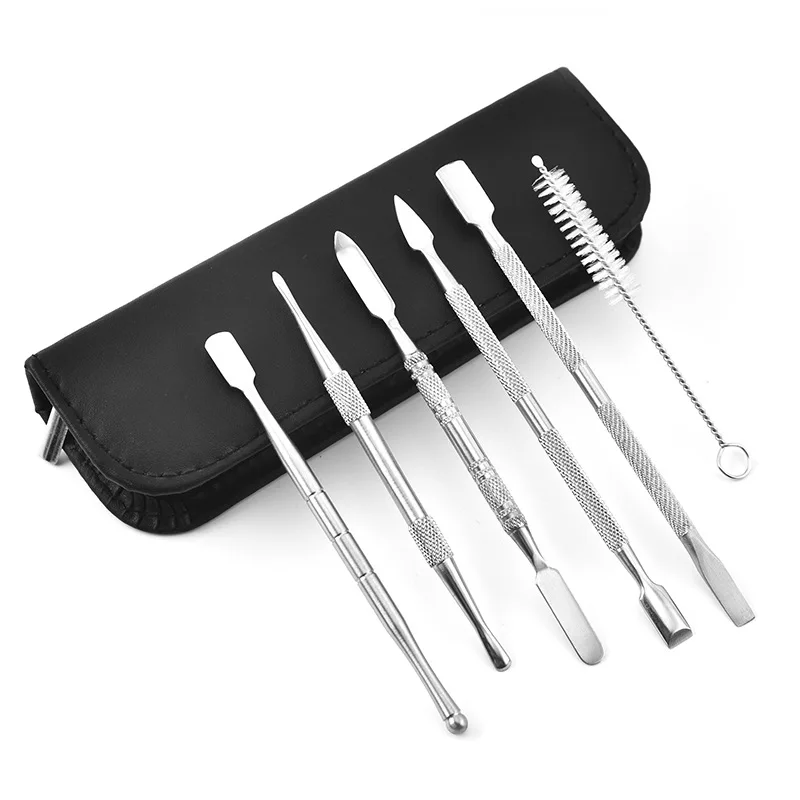 Heat Resisting Tobacco Oil Wax Spoon Cartoon Badge Stainless Steel Cleaning Stick Powder Smoking Accessories Gadgets for Men 1Pc