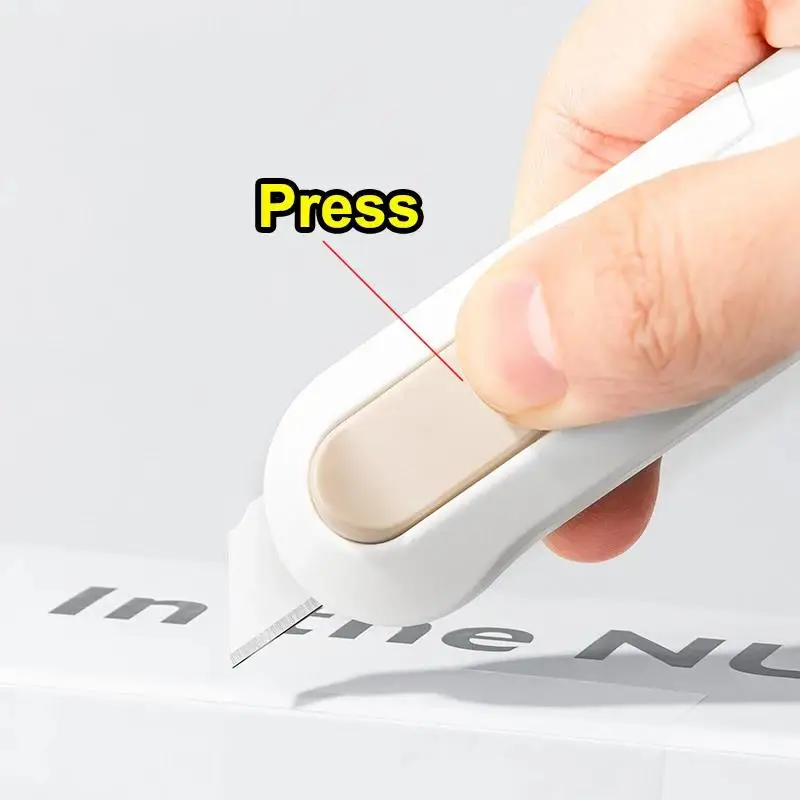 델리 1/4pcs 휴대용 종이 커터 미니 커팅 나이프 SK5 유틸리티 나이프 금속 블레이드 간편한 캐리 커터 나이프 문구 용품