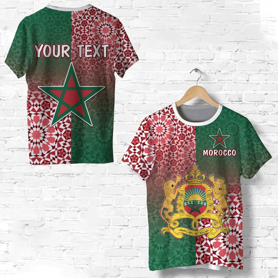 Camiseta con nombre personalizado para hombre, ropa deportiva con bandera marroquí, Equipo Nacional de Marruecos, a la moda, novedad