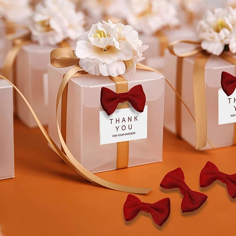 50 Pcs Mini Satin Bows Ribbon Vintage Soft Boutique Flower Bowknot DIY Sewing Craft Bow Home Wedding Party Decor Bowties ribbon bow decoration