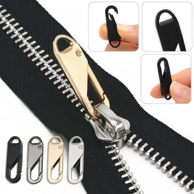 5/10개 교체용 지퍼 슬라이더 지퍼 풀러 탭 태그 연장 고정 장치 지퍼 수리 키트 DIY 공예 바느질 의류 지갑용