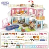 Children's  Diy Play House Toy Built-up Villa School Hospital  Assembling Small Furniture  Castle Doll House Girl Christmas Gift 6