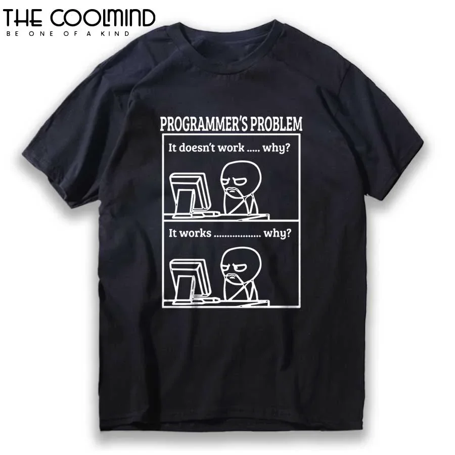 

Забавная Мужская футболка COOLMIND с программируемым принтом из 100% хлопка, повседневная Летняя мужская футболка, свободная футболка с круглым вырезом, мужские футболки