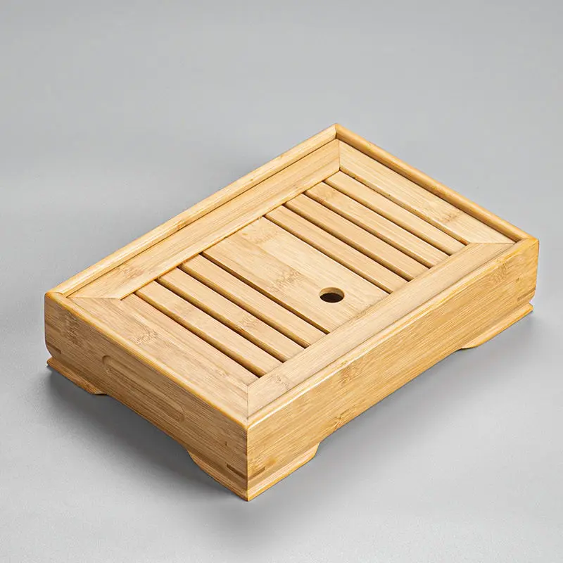 Bamboo Tray Wooden Japanese Tea Tray With Drain Nanzhu Kungfu Simple Household Gongfu Tea Set Board Rectangular