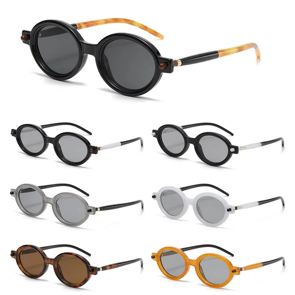 

Fashion Small Oval Sunglasses Retro Literary Round Frame Sun Glasses Hip Hop Men's Shades Trendy Beach/Travel/Streetwear Glasses