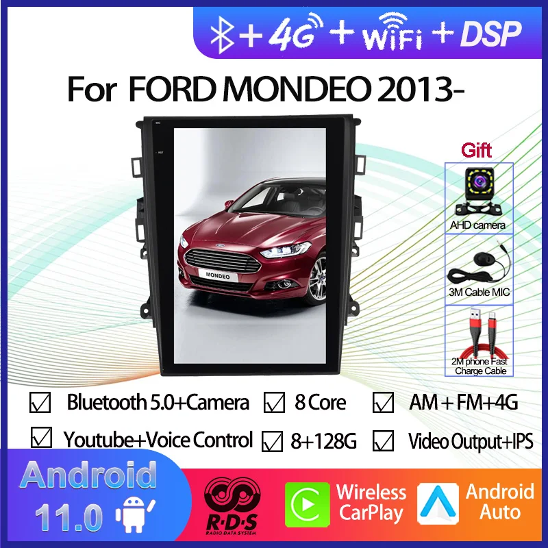 

12.1" Tesla Style Screen Android 11 Car GPS Navigation For Ford MONDEO 2013-2021 Auto Radio Stereo Multimedia Player Head Unit