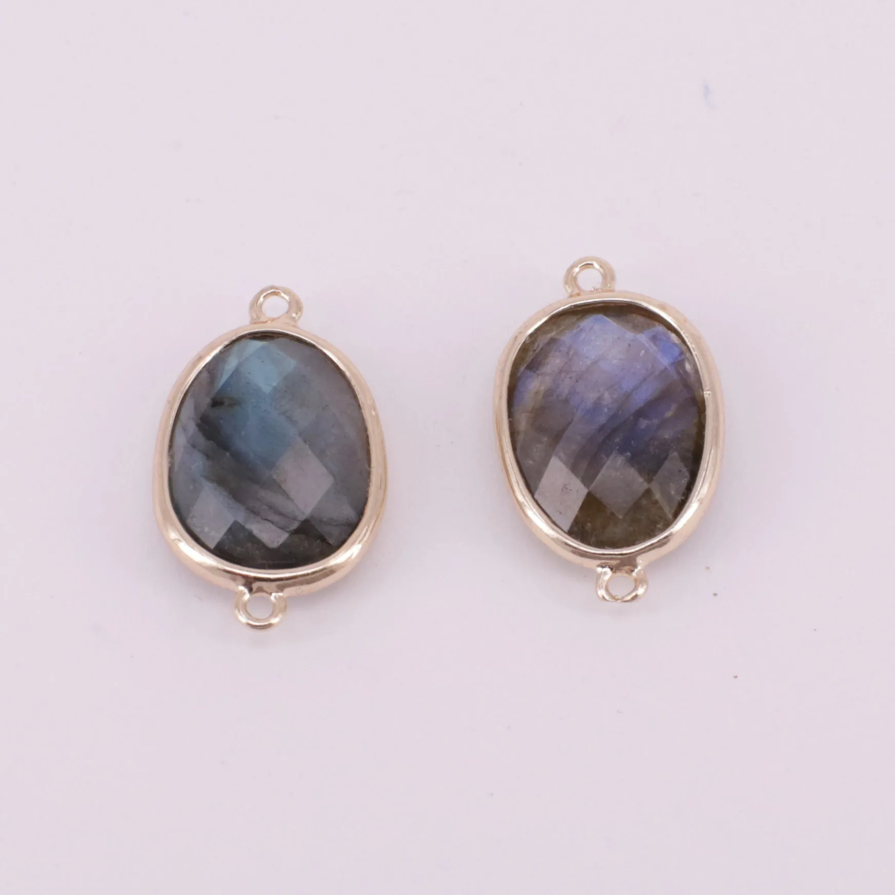 Gains 13x18MM Faceted Gemstone Oval Connector With Gold Plating Edge Jewelry Design Fitting  Accessories Free Shipping