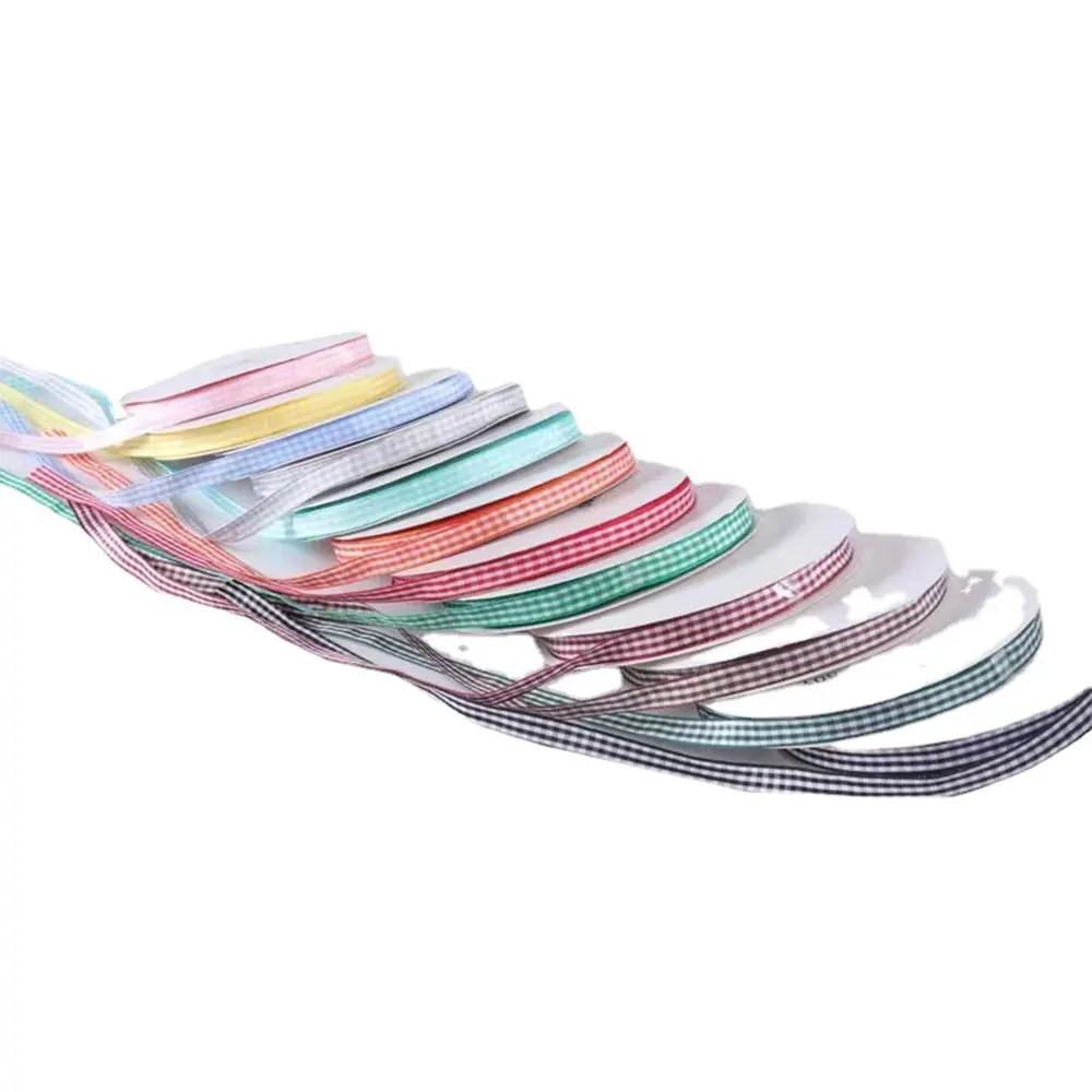 Gingham Ribbon 1cm x 10Yd For Picnic Hair Accessories Craft and Christmas Gift Wrapping Fall Ribbons Thanksgiving Wrapping Band