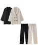 Willshela Women Fashion 2 Piece Set Solid Double Breasted Blazer & Vintage Elastic Waist Trousers Feamle Chic Lady Pants Sets 1