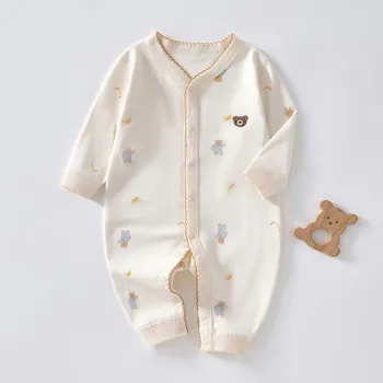 جديد ملابس الخريف الطفل لطيف الكرتون جمبسوت من القطن الخالص للبنين والبنات الذين تتراوح أعمارهم بين 0-18 شهرا بذلة عالية الجودة للفتيات 3