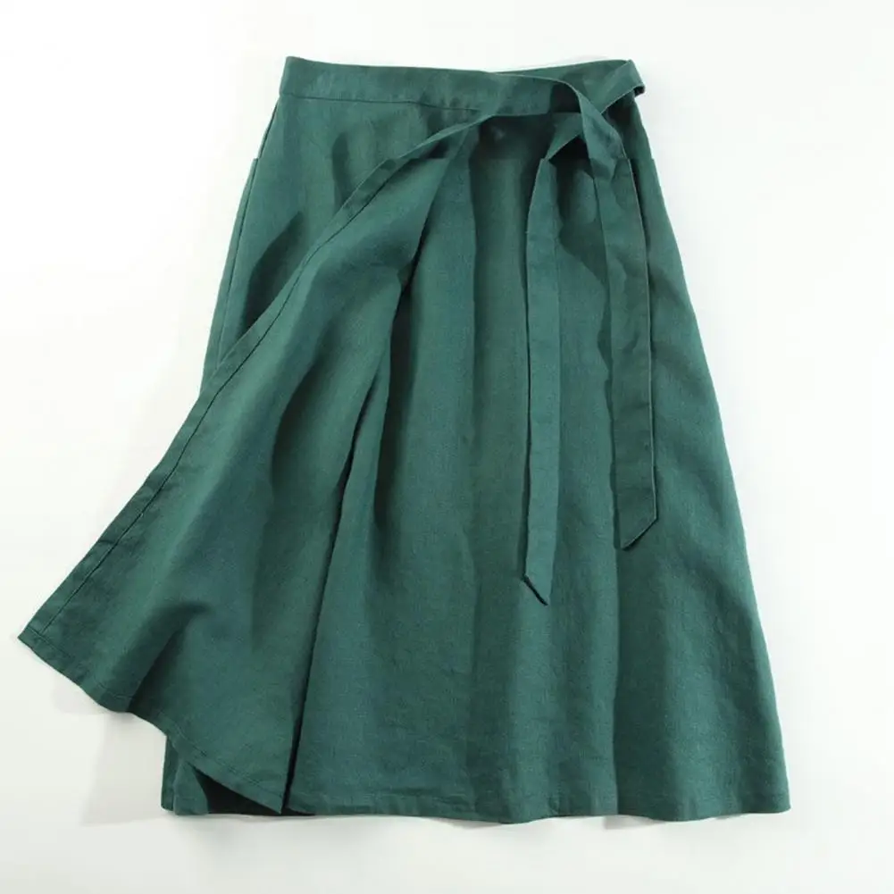 

High-Waist Elastic Waistband Skirt Side Bandage Thin Women Summer A-Line Skirt Streetwear
