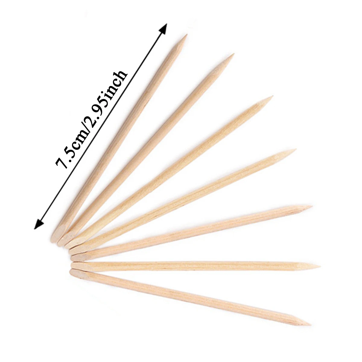 10/20/50/100/200 Pcs 75mm Wooden Sticks Nail Art Design Orange Wooden Stick Cuticle Pusher Remover Pedicure Manicure 4