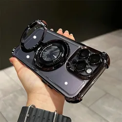 Luxury Shockproof Phone Case with Magnetic Bracket and Magsafe Holder for Huawei Nova 5 (Black)