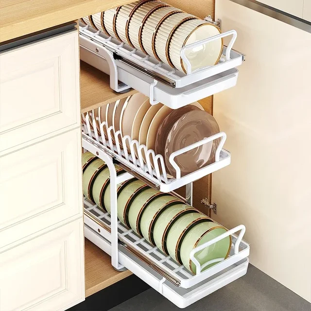 Sorty™ Glide out cabinet drawer Dish Organizer