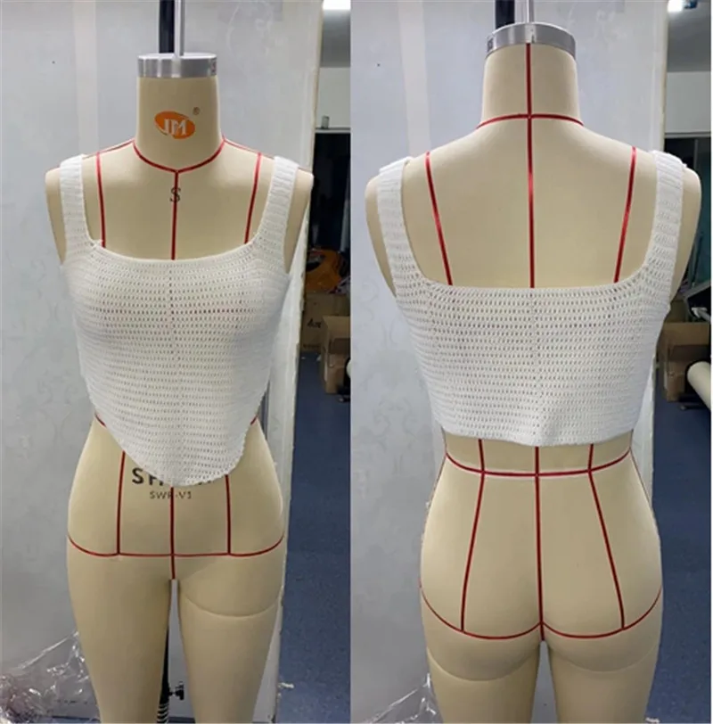 See Through Crochet Swimwear Sexy Bikini Cover Ups Crop Tops Women Beachwear Sleeveless Smock Tops Knitted Swimsuit Cover-Ups