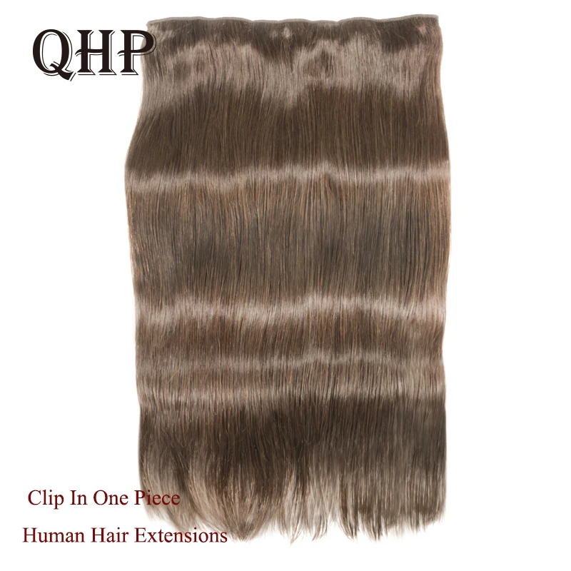 Clip In One Piece Hair Extensions Remy Human Hair Natural Brazilian Human Fusion Extensions 10 Inches With 5 Clips 70G