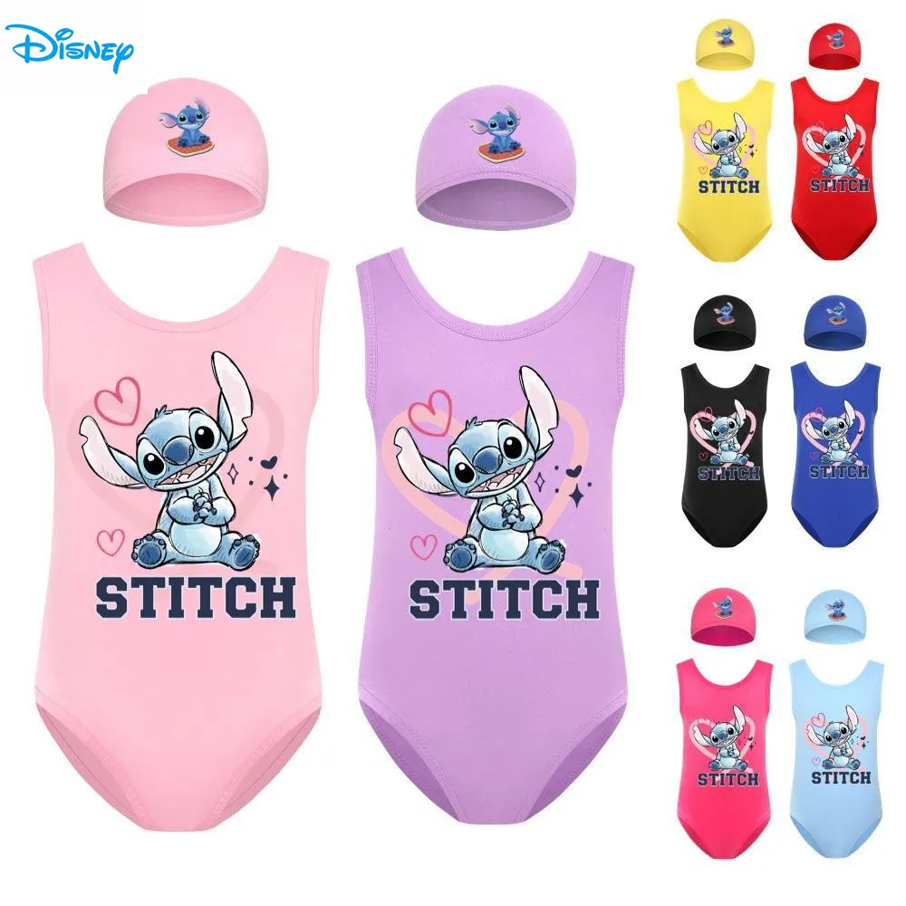 Disney Stitch Girl Costume Da Bagno Cuffia Da Bagno Set Per Ragazza Costumi Da Bagno Interi Kid Stitch Princess Costume Da Bagno Beachwear Bambini 2-1