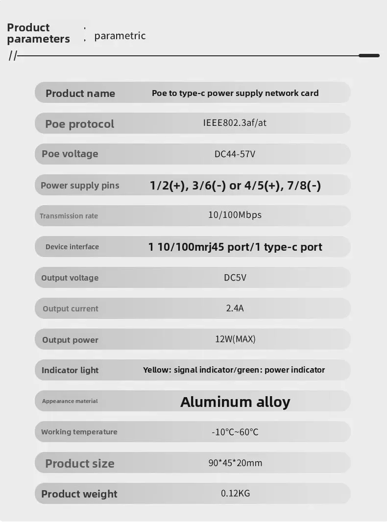 USB-C power supply network interface card