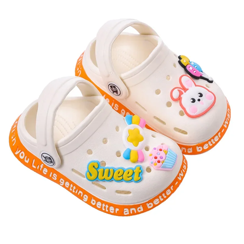 Kids Summer Sandals Hole Children's Shoes Slippers Soft Anti-Skid Cartoon DIY Design Hole Baby Shoes Sandy Beach For Boys Girls kids sandals
