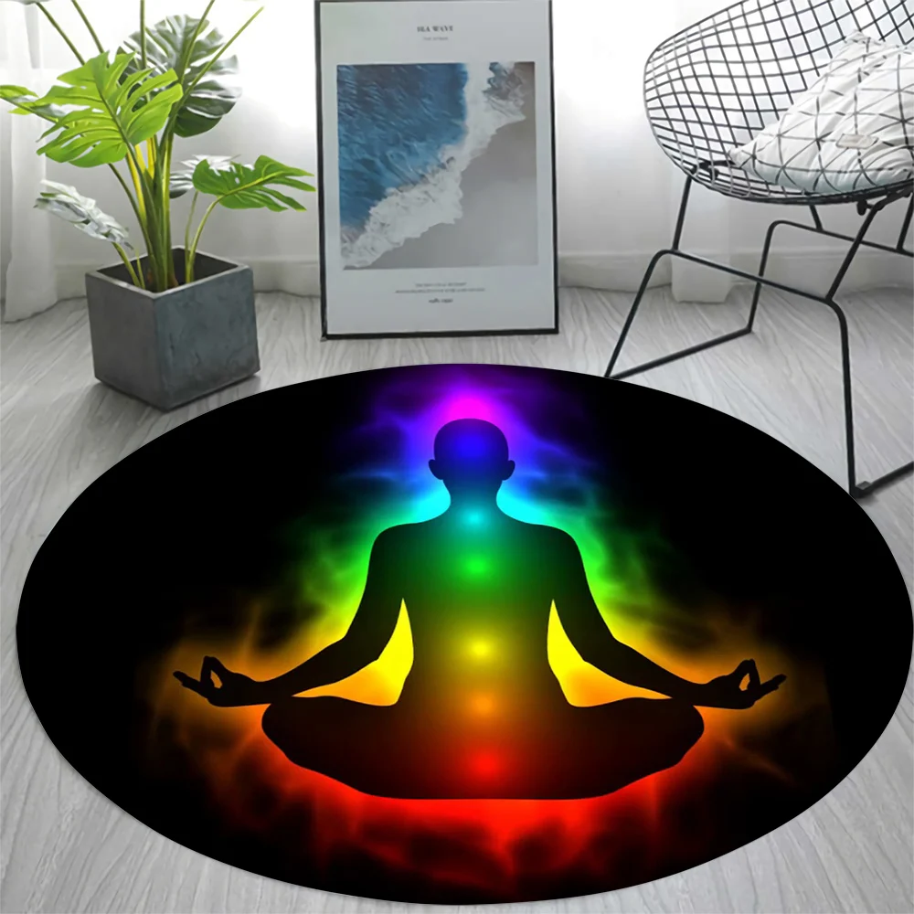 

CLOOCL Harajuku Round Carpet Meditation Theme Home Print Non-Slip Rug Ladies Kids Home Workout Meditation Yoga Rug Drop Shipping