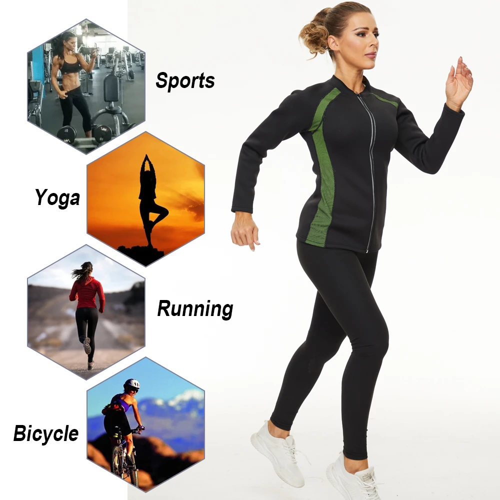 NINGMI Women Sauna Shirt Waist Trainer Sweat Shirt for Weight Loss Hot Thermo Shirt Fitness Shaperwear Fat Burning Sauna Jecket