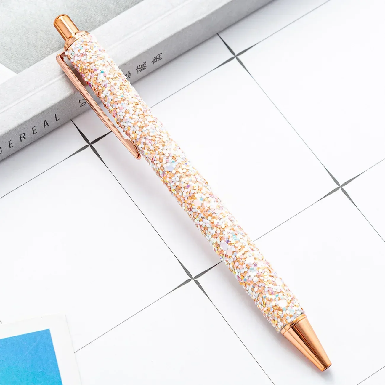 Rose Gold Glitter Ballpoint Pen - Elegant Stationery & Promotional Gift