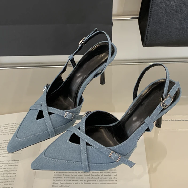 New Design Sexy Buckle Strap Women Pumps Elegant Pointed Toe Thin High Heels Banquet Party Slingback Shoes S1c55d182ae2747e6aa9f6df060308f99L