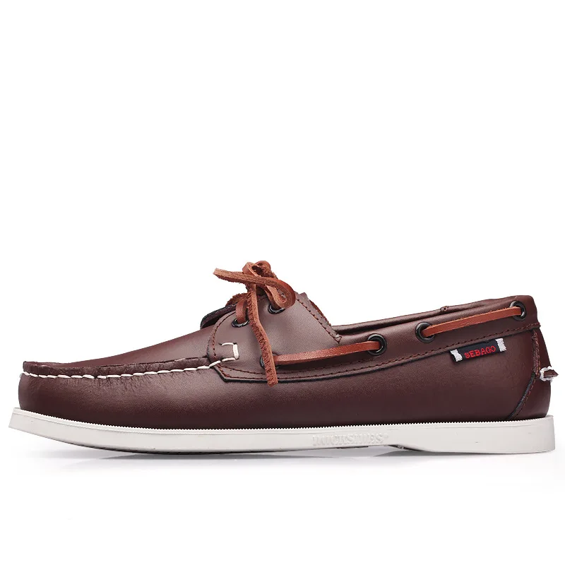 Men Loafers Fashion Genuine Leather Casual Flat Slip-on Driving Footwear Boat Shoes Comfortable Lazy Male Shoes