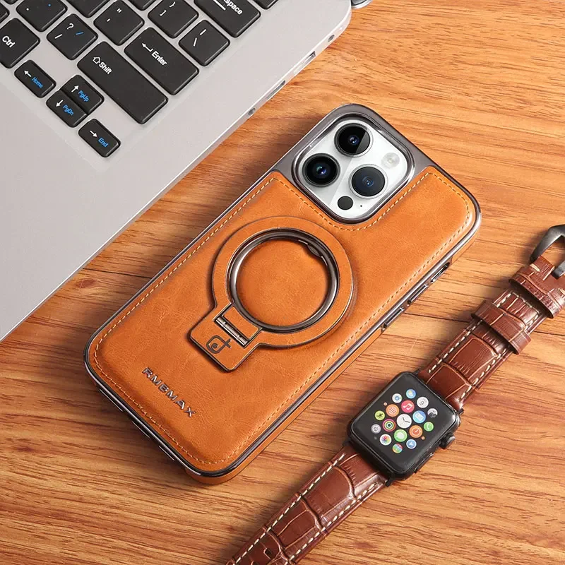 thumbnail image 1 of Invisible Stand Phone Case For iPhone 11 12 13 14 15 Pro Max Business Leather Holder Cover Magsafe For IPHON 13 Pro 14 15 Promax, 1 of 5