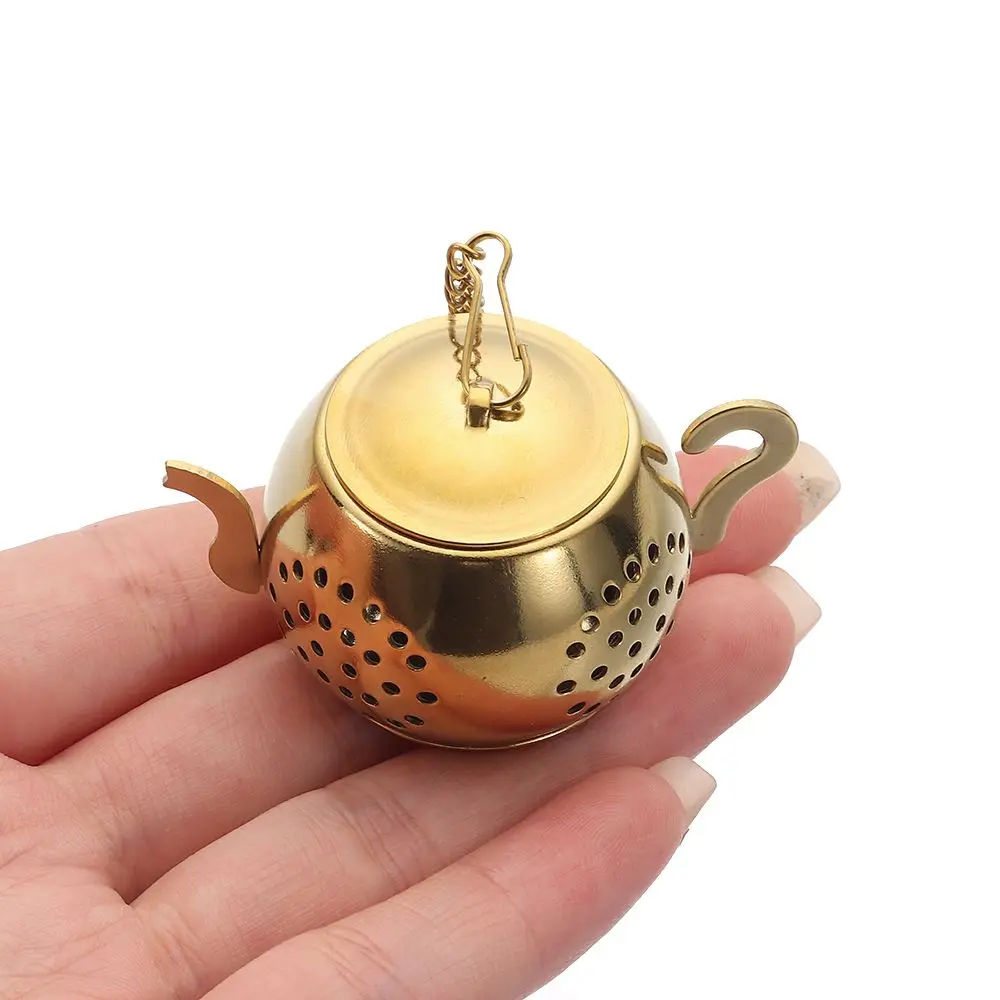 Teapot Shape Tea Strainer Stainless Steel Loose Tea Infuser with Chain Herbal Spice Filter Diffuser Kitchen Gadget Teaware