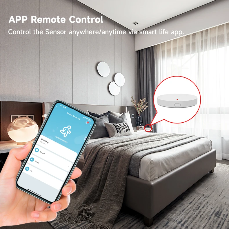 Description Picture 3 of itemSmart Life Zigbee WiFi Human Presence Detector Tuya 24G MmWave Radar PIR Montion Sensor With Luminance Detection Smart Home