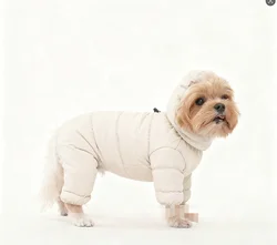 Cozy Korean Teddy Poodle Winter Jacket - Four - Legged Thick Down Coat for Warmth and Cold Protection (WHITE)