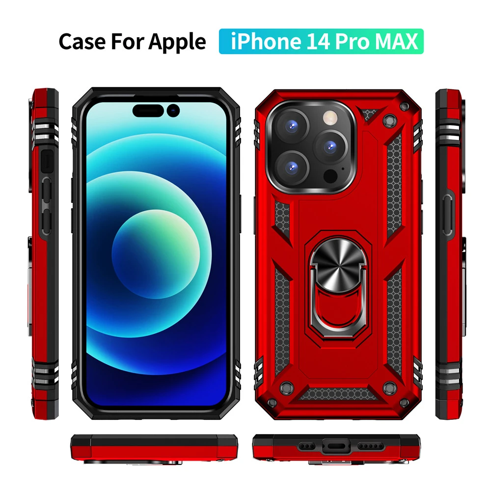 Phone Case For iPhone 14 Pro Max Case iPhone 14 Pro Armor Military Magnetic Car Holder Ring Cover For iPhone 14 Max 14 Pro Funda iphone 13 mini slim case