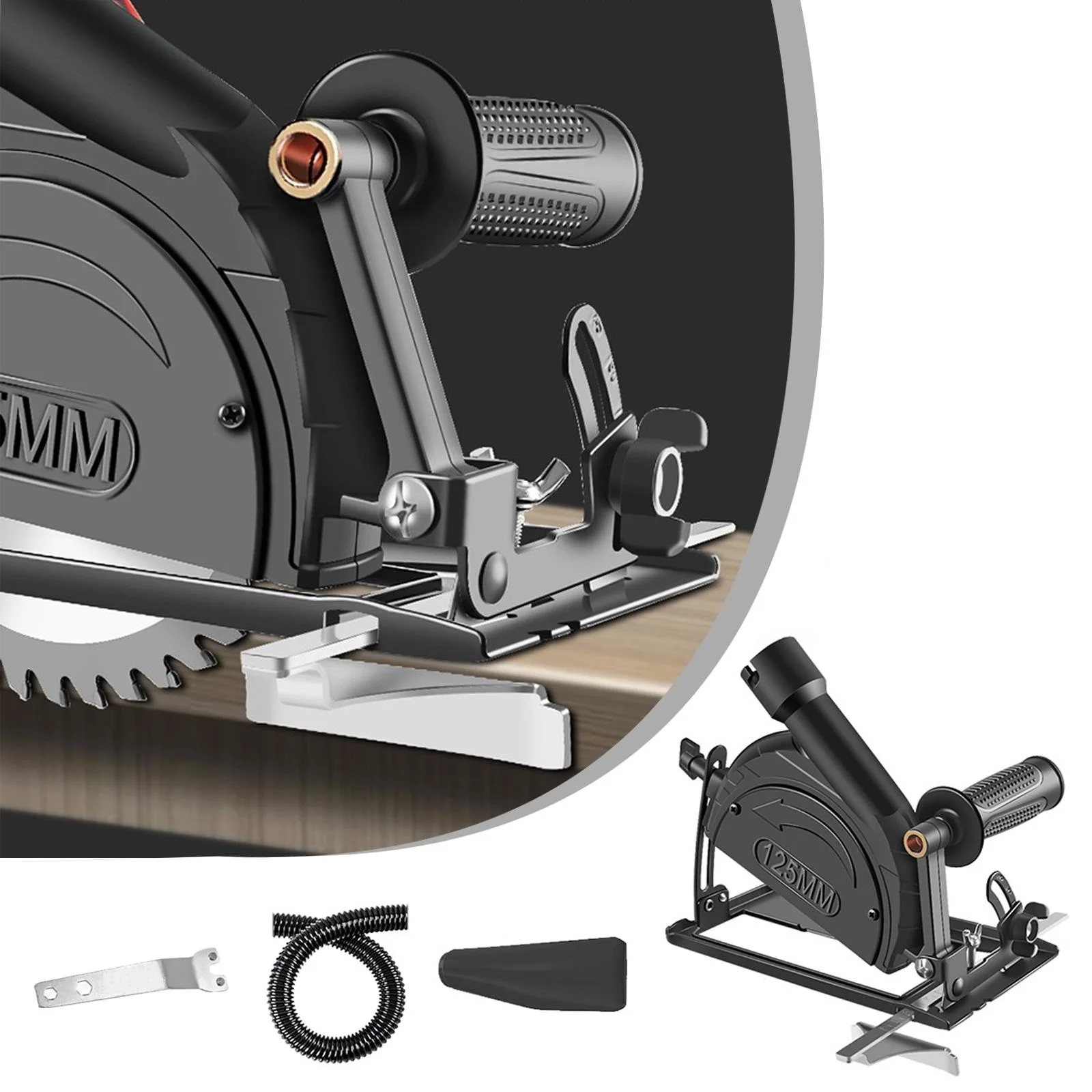 

1set Hand Angle Grinder Converter Cutting Machine Table Saw Base Bracket 0-45° Multi-angle Cutting With Dust Collection Bag