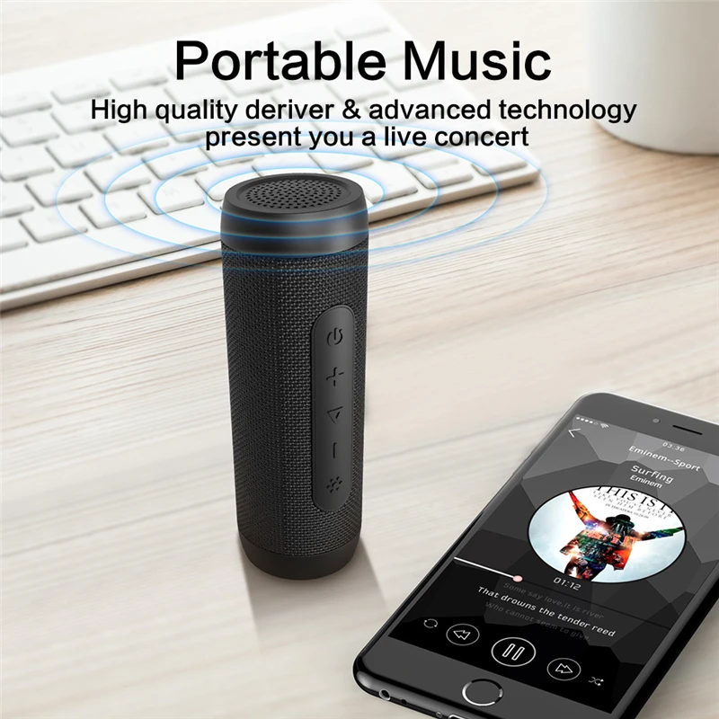 Zealot S22-防水Bluetoothスピーカー,LEDライト付きワイヤレスステレオ