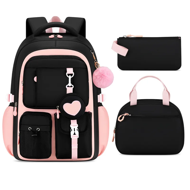 Love print series 3pecs/set elementary school bags large capacity cute backpack for teenager girls with pencil case lunch box 1